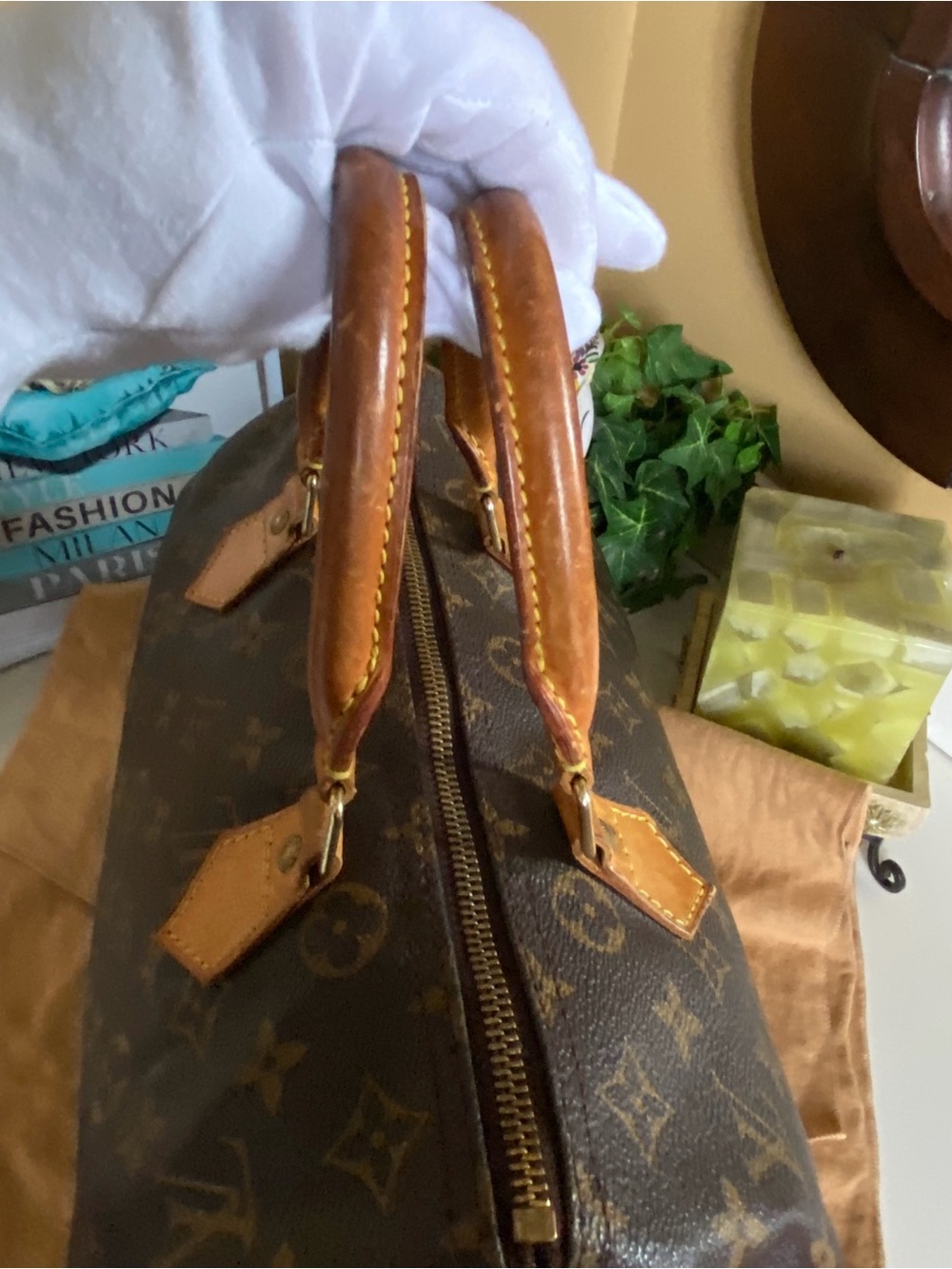 Louis Vuitton Monogram Canvas Speedy Handbag in Brown & Tan - Picture 13 of 16
